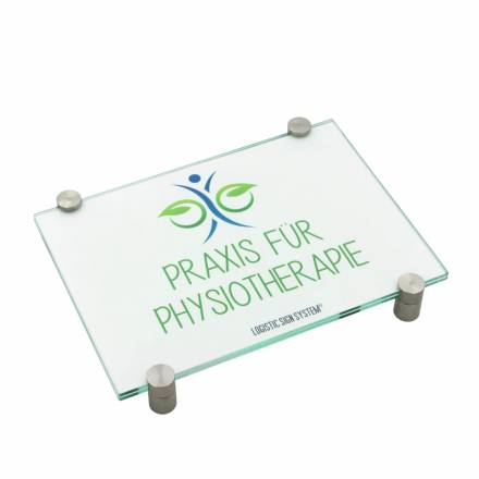 Türschild VITRUM K , Glasschild, Büroschild, Doppelglasschild